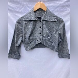 Vintage Handmade 50’s Style Grey Galaxy Bolero Top, Size S